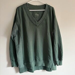 Aerie Green Oversized V-Neck Sweater